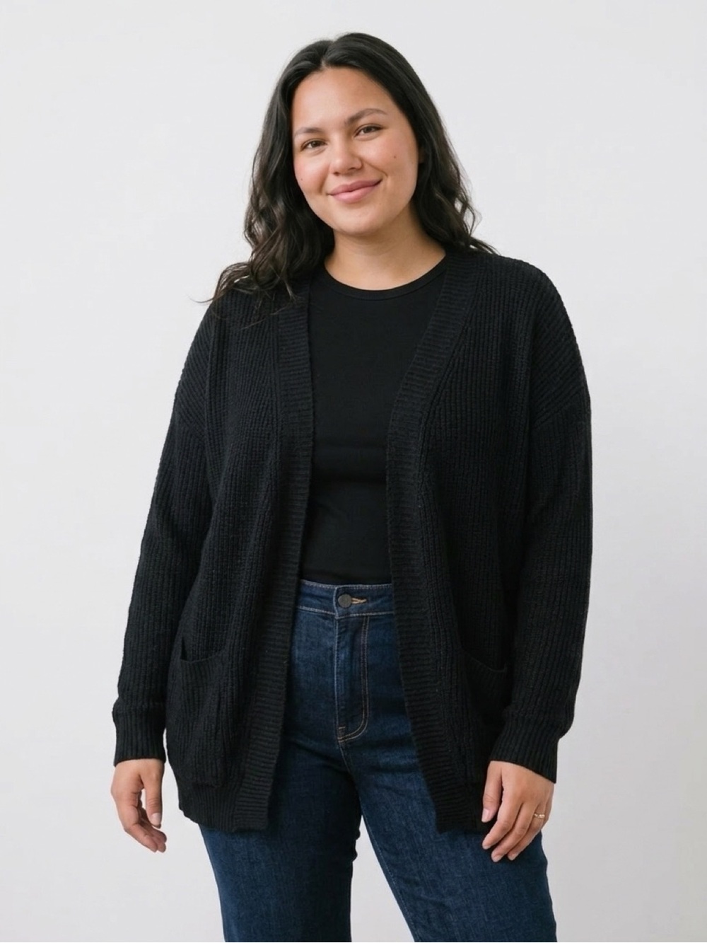 SHEIN EUC BLACK KNITTED CARDIGAN SZ XL